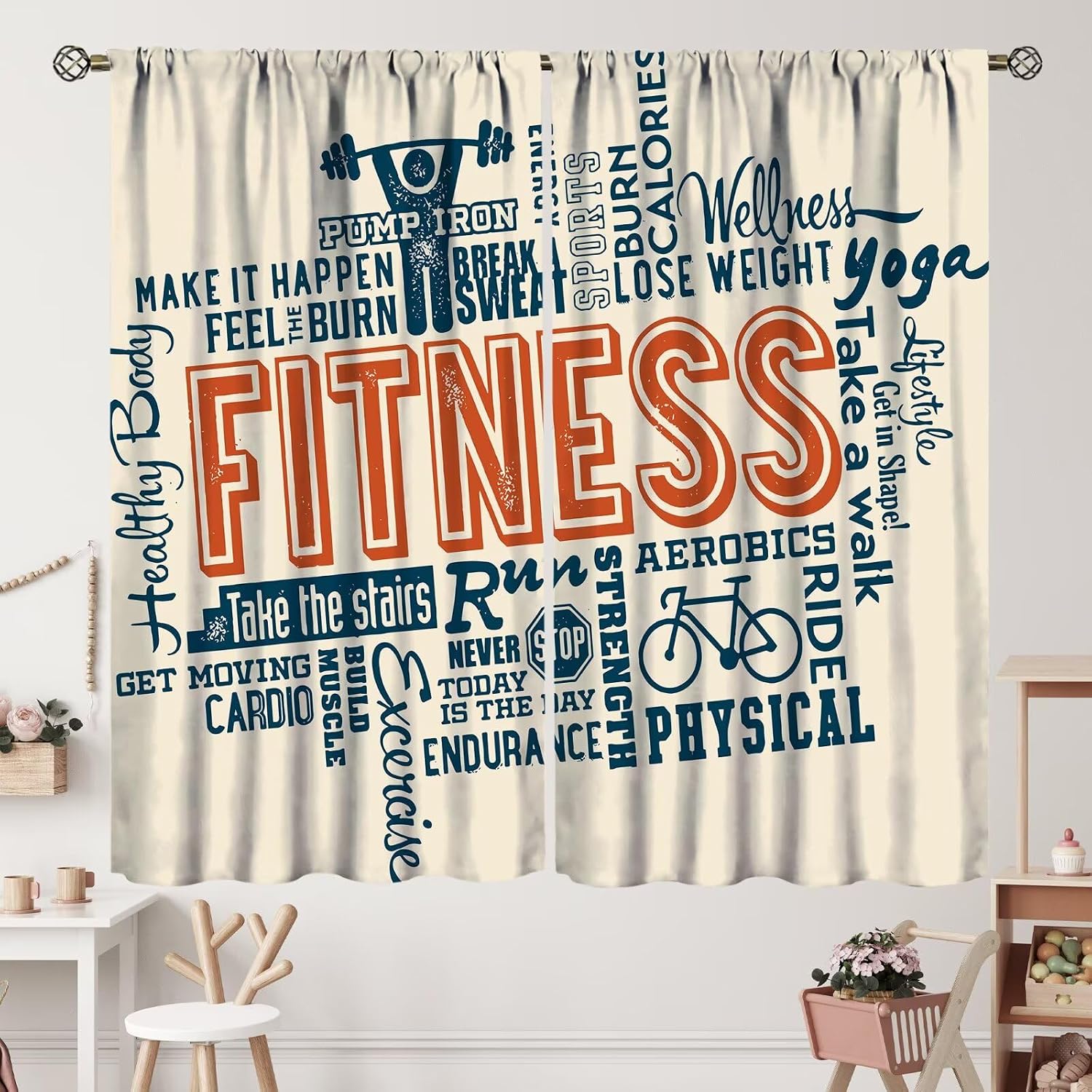 Yoga Fitness Hotel - 대형 피트니스 운동 동기 부여 커튼