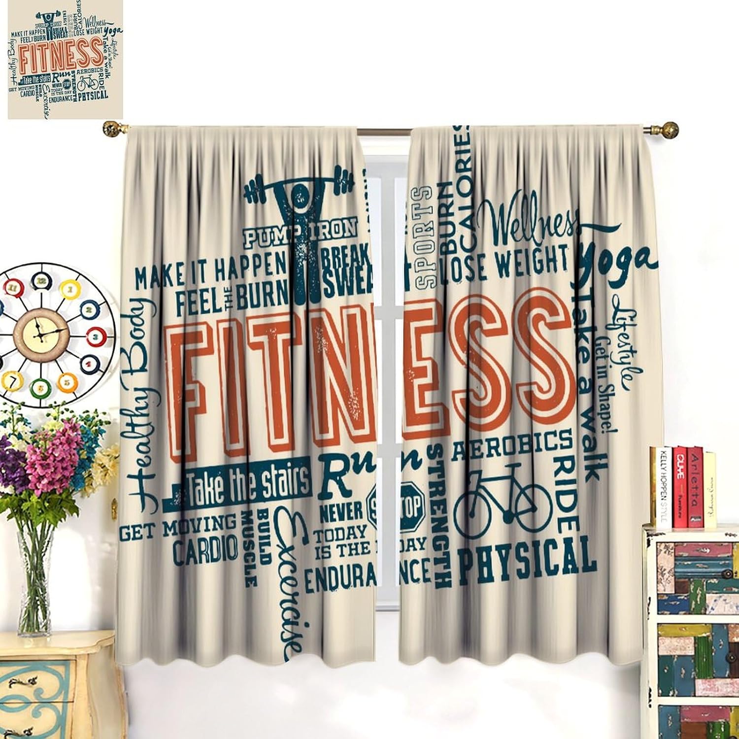 대형 피트니스 운동 동기 부여 커튼 배너 - 홈짐 장식 - Yoga Fitness Hotel 리뷰 및 가격